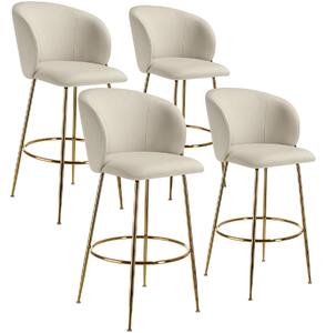 TecTake GmbH 405866 barstol luana i sammetslook med ryggstöd - grädde/guld, uppsättning om 4