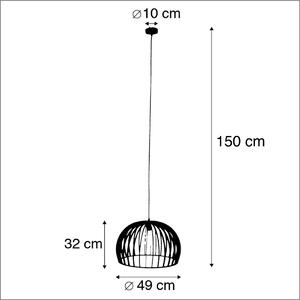 Art deco hängande lampa svart trä 50 cm - Twain