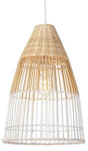 Lantlig hängande lampa bambu och vit - Bambu