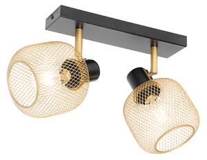 Industriell spot svart med guld 2-ljus - Bliss Mesh
