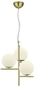 Art deco hängande lampa guld med opalglas 3 ljus - Flore