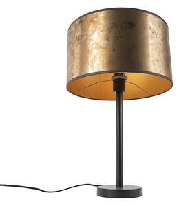 Art Deco bordslampa svart med gammal bronsskugga 35 cm - Simplo
