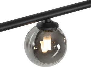 Modern hängande lampa svart 100 cm 5-ljus med rökglas - Aten
