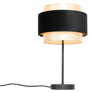 Modern bordslampa svart med guld - Elif