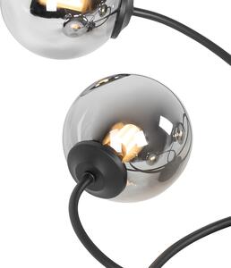 Modern taklampa svart 6-lampor med rökglas - Aten