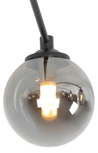 Modern taklampa svart 8-ljus med rökglas - Aten