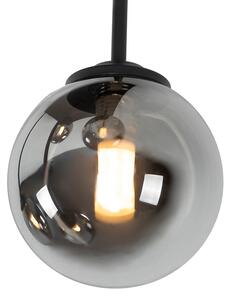 Modern taklampa svart 5-ljus med rökglas - Aten