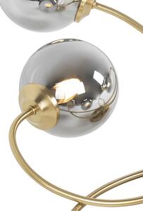 Modern taklampa guld 6-lampor med rökglas - Aten