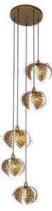 Vintage hängande lampa mässing 5 -ljus - Botanica