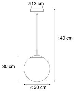 Smart hänglampa mässing med rökglas 30 cm inkl Wifi ST64 - Kula