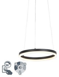 Designringhängande lampa svart 40 cm inkl LED och dimmer - Anello