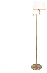 Klassisk golvlampa brons med justerbar vit skugga - Ladas