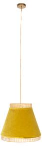 Lantlig hängande lampa gul sammet med sockerrör 45 cm - Frills Can