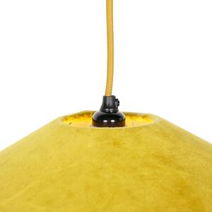 Retro hängande lampa gul sammet med krusiduller - krusiduller
