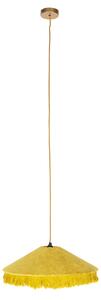 Retro hängande lampa gul sammet med krusiduller - krusiduller
