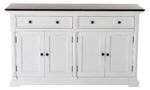 NOVASOLO Provence skänk - vit/brun mahogny med 4 luckor och 2 lådor