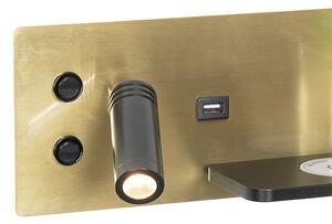 Set med 2 vägglampor svart med guld inkl LED med USB och induktionsladdare - Riza
