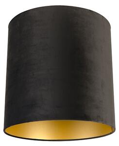 Velour lampskärm svart 40/40/40 med gyllene inredning