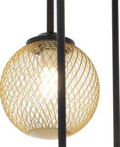 Art Deco taklampa svart med 9-ljus guld - Athens Wire