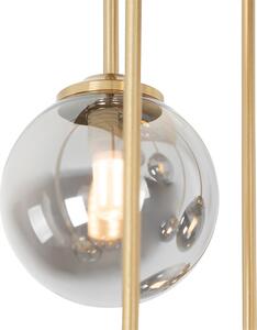 Modern taklampa guld 9-lampor med rökglas - Aten