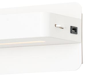 Modern vägglampa vit inkl LED med USB - Ted