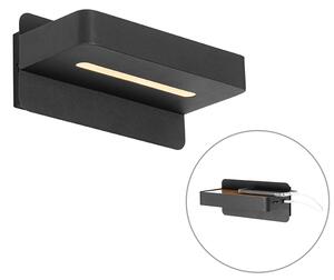 Modern vägglampa svart inkl LED med USB - Ted