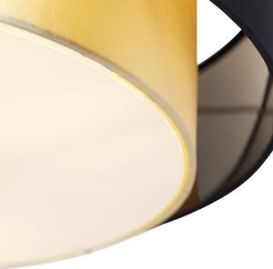 Modern taklampa svart med guld 50 cm 3-ljus - Drum Duo