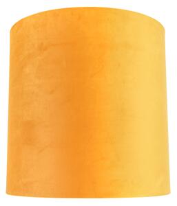 Velour lampskärm gul 40/40/40 med gyllene inredning