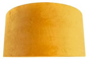 Velour lampskärm gul 50/50/25 med gyllene inredning