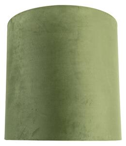 Velour lampskärm grön 40/40/40 med gyllene inredning