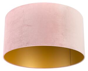 Velour lampskärm rosa 50/50/25 med gyllene inredning