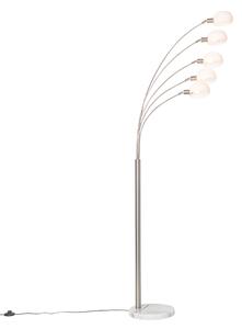 Design golvlampa stål med opalglas 5-ljus - Sixties Marmo