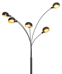 Design golvlampa svart med guld 5 lampor - Sixties Marmo