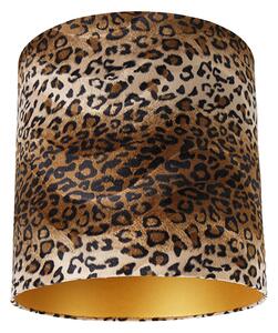 Velour lampskärm leopard design 40/40/40 guld inuti