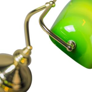 Klassisk bordslampa/notarielampa mässing med grönt glas - Banker