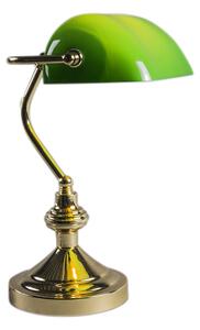 Klassisk bordslampa/notarielampa mässing med grönt glas - Banker