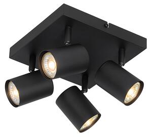 Modern taklampa svart 4-ljus justerbar fyrkant - Jeana