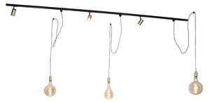 1-fas skensystem med 3 spotlights och 3 hängande lampor guld - Cavalux Jeana