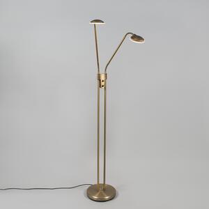 Modern golvlampa brons med läslampa inkl LED - Eva