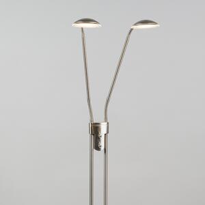 Modern golvlampa stål med läslampa inkl LED - Eva
