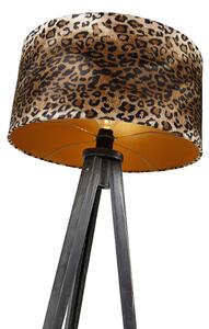 Golvlampa stativ svart med skärm leopard 50 cm - Tripod Classic