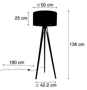 Golvlampa stativ svart med skärm påfågel 50 cm - Tripod Classic