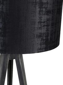 Golvlampa stativ svart med skärm svart 50 cm - Tripod Classic
