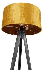 Golvlampa stativ svart med skärm guld 50 cm - Tripod Classic
