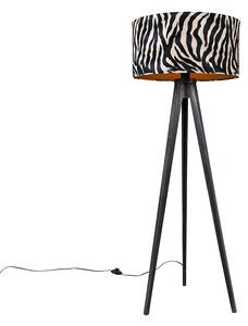 Golvlampa stativ svart med skärm zebra 50 cm - Tripod Classic