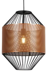 Design hängande lampa koppar med svart 40 cm - Mariska