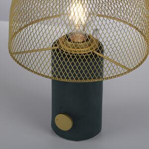Design bordslampa grön med guld och dimmer - Gomba