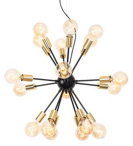 Moderne hanglamp zwart met goud 18-lichts - Juul