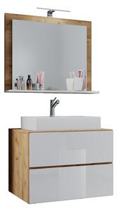 VCM NORDIC Lendas M badrumsmöbler set - spegelglas, keramik och vit och naturlig melamin