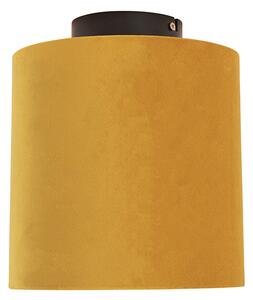 Taklampa med velour nyanser med guld 20 cm - Combi svart
